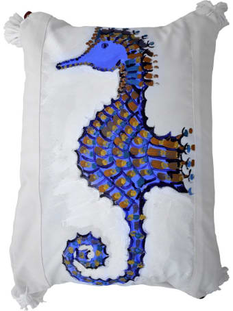 Le Botteghe su Gologone Cotton Hand Painted Indoor Cushion 80x80 cm