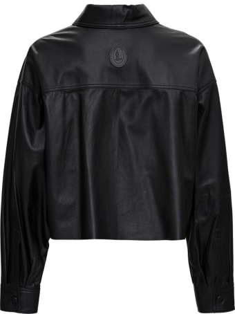 Trussardi Crop Jacket In Black Leather