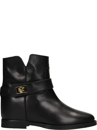 Via Roma 15 Ankel Boots Inside Wedge In Black Leather
