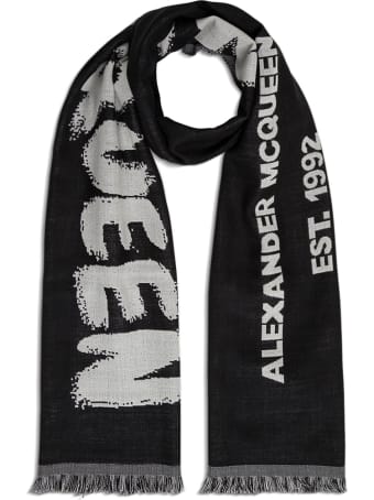 Alexander McQueen Wool Scarf With Contrasting Logo