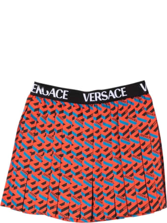 Versace Pleated Skirt With Kids Print