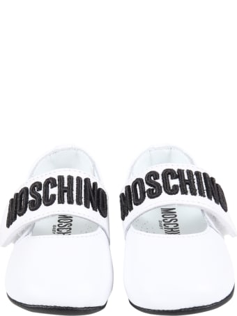 Moschino White Ballerina Flats For Babygirl