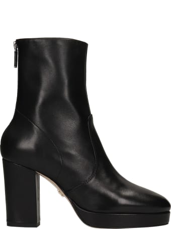 Lola Cruz High Heels Ankle Boots In Black Leather