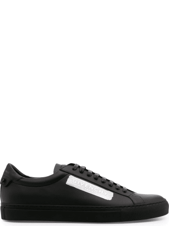 Givenchy Man Matte Black Urban Street Sneakers With Latex Stripe