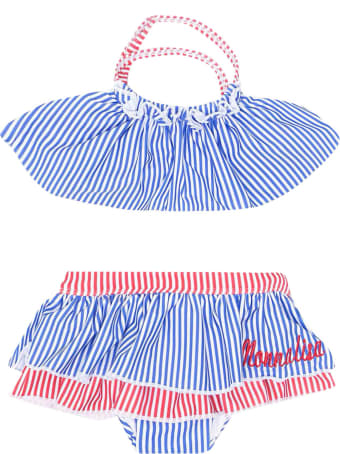 Monnalisa 2-piece Swimsuit With Red And Blue Striped Print