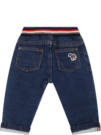 Paul Smith Junior Blue Jeans For Baby Boy With Zebra