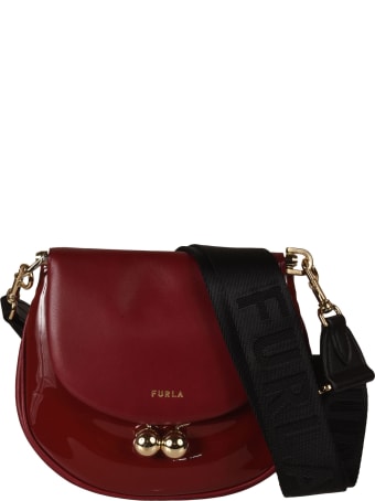 Furla Embossed Logo Flap Shoulder Bag