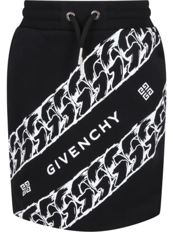 Givenchy Black Skirt For Girl With Logos