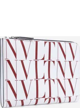 Valentino Garavani Leather Card Holder With All-over Vltn Logo