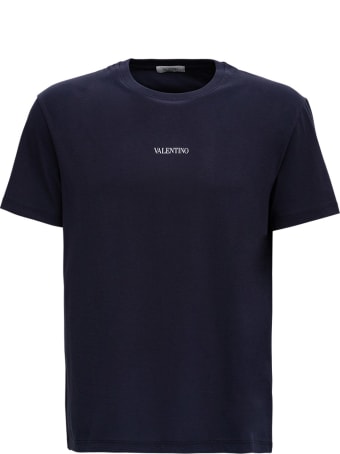 Valentino Blue Cotton T-shirt With Logo