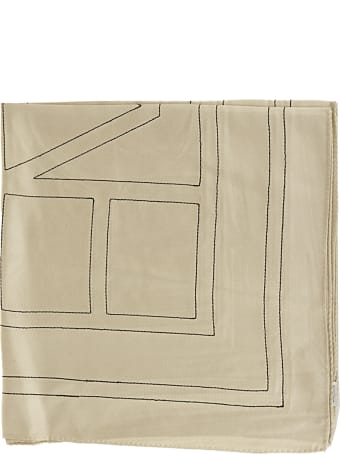 Totême Embroidered Monogram Silk Scarf
