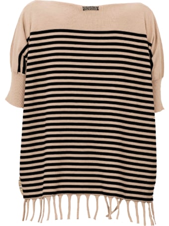 Archiviob Fringed Stripes Crew Neck S/s Sweater W/fringes