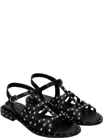 Pedro Miralles Flats In Black Leather