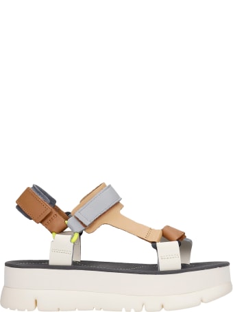 Camper Oruga Flats In Beige Leather