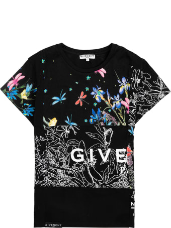 Givenchy Floral Printed Cotton T-shirt With Logo