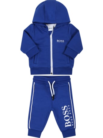 Hugo Boss Blue Suit For Baby Boy With White Logo
