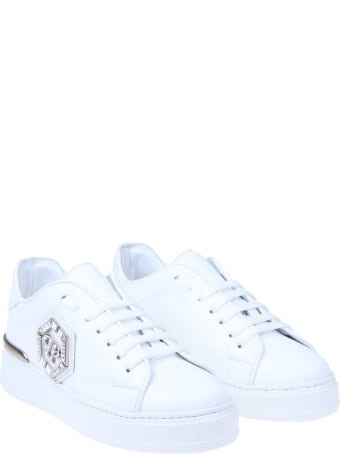 Philipp Plein Lo-top Sneakers With Studs In White Leather