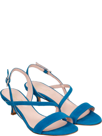 Anna F. Sandals In Petroleum Suede