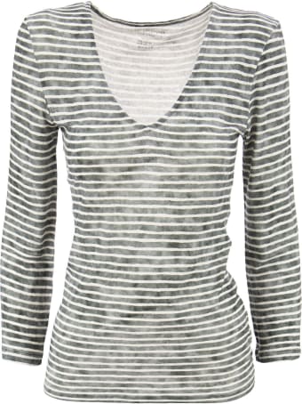 Majestic Filatures Striped T-shirt With V-neck