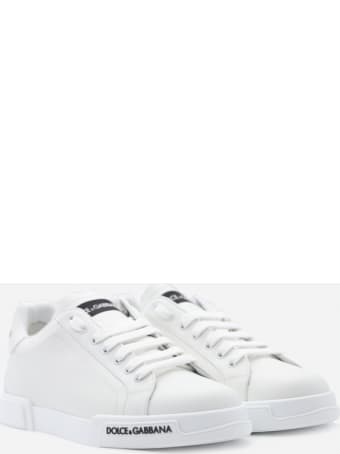 Dolce & Gabbana Portofino Sneakers In Leather With Contrasting Logo