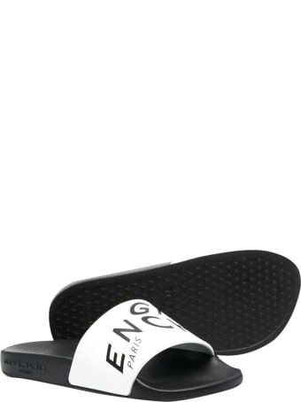 Givenchy White And Black Slippers With Logo