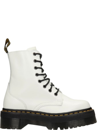 Dr. Martens Jadon Combat Boots In White Rubber/plasic