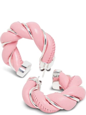 Bottega Veneta Pink Leather Hoop Earrings