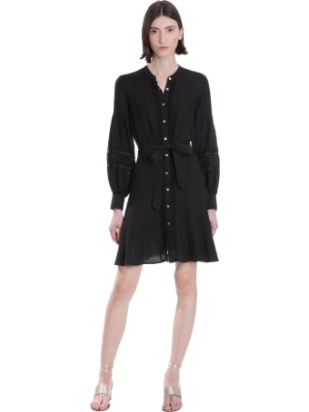 120% Lino Dress In Black Cotton