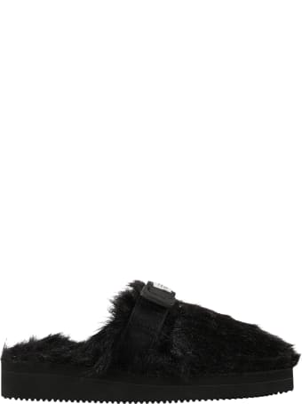 SUICOKE Black Sandals For Kids With Logo