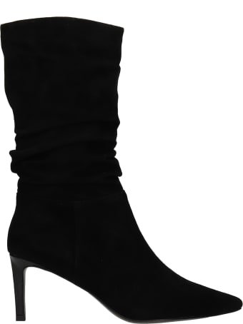 Bibi Lou High Heels Ankle Boots In Black Suede