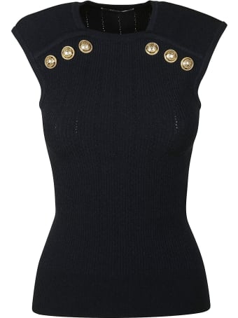 Balmain Button Embellished Sleeveless Top