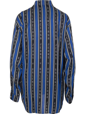 Balenciaga Black And Blue Large Fit Shirt