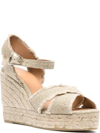 Castañer Beige Canvas Wedge Sandals