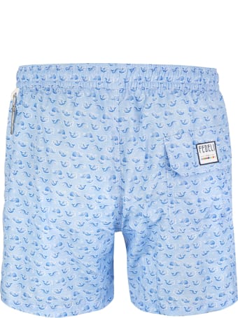 Fedeli Light Blue And Blue Whale Madeira Man Swimsuit