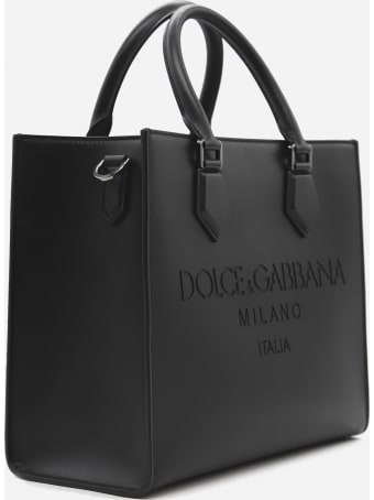 Dolce & Gabbana Edge Leather Bag With Tone-on-tone Logo Engraving