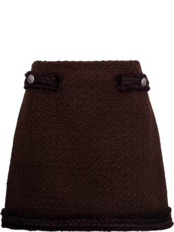 Blumarine Brown Bouclé Wool Skirt