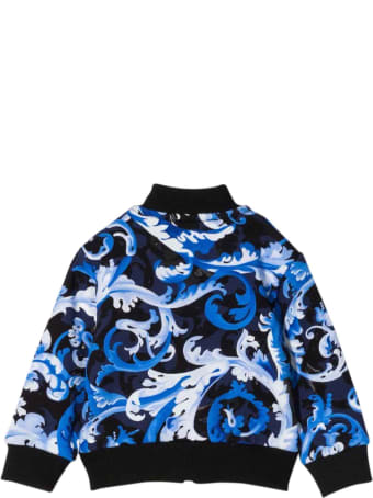 Versace Blue Sweatshirt With Baroque Print Kids