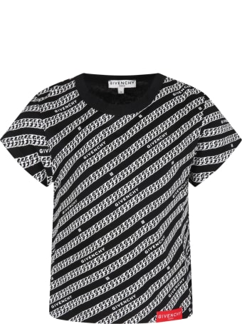 Givenchy Black T-shirt For Kids With Chains