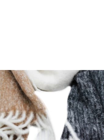 Lorena Antoniazzi Large And Wide Scarf In Alpaca With 3-colored Fringes Measures 180 X 45