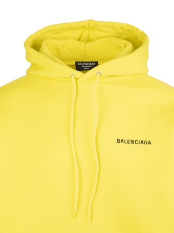 Balenciaga Man Yellow Medium Fit Logo Hoodie