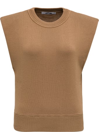 Mauro Grifoni Brown Wool Vest With Padded Shoulder Straps