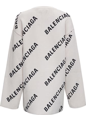 Balenciaga Oversize Cotton And Wool Sweater With Allvoer Logo Print