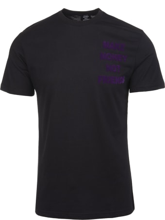 Make Money Not Friends Black T-shirt With Front And Back Velvet Effect Purple Logo
