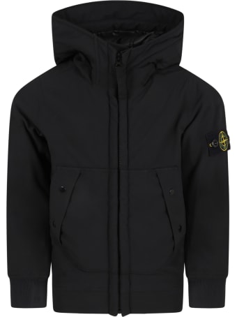 Stone Island Junior Black Jacket For Boy