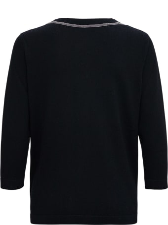 Fabiana Filippi Black Wool And Silk Sweater With Shiny Detail