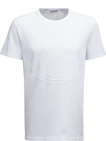 Moncler White Cotton T-shirt With Logo Print
