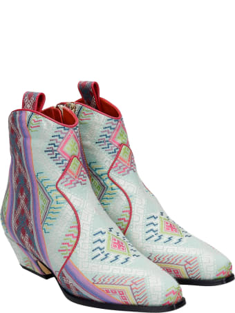 Bams Texan Ankle Boots In Multicolor Fabric