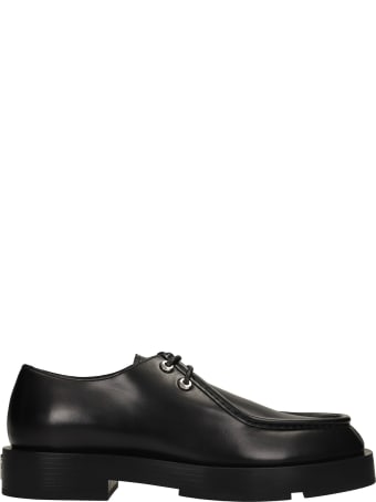 Givenchy Squared Derby Lace Up Shoes In Black Leather