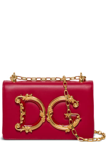 Dolce & Gabbana Dg Girls Crossbody Bag In Red Leather