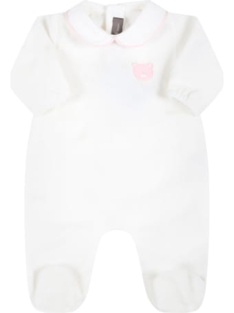 Little Bear White Babygrow For Baby Girl With Bear